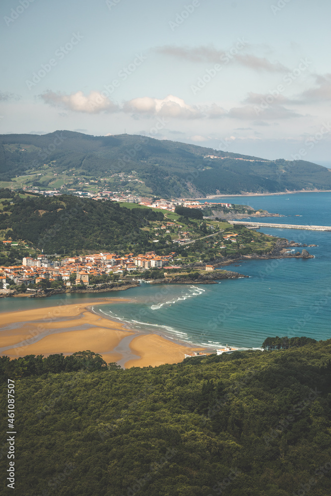 View of Mundaka and Bermeo at Urdaibai river mouth at Bizkaia, Basque Country.