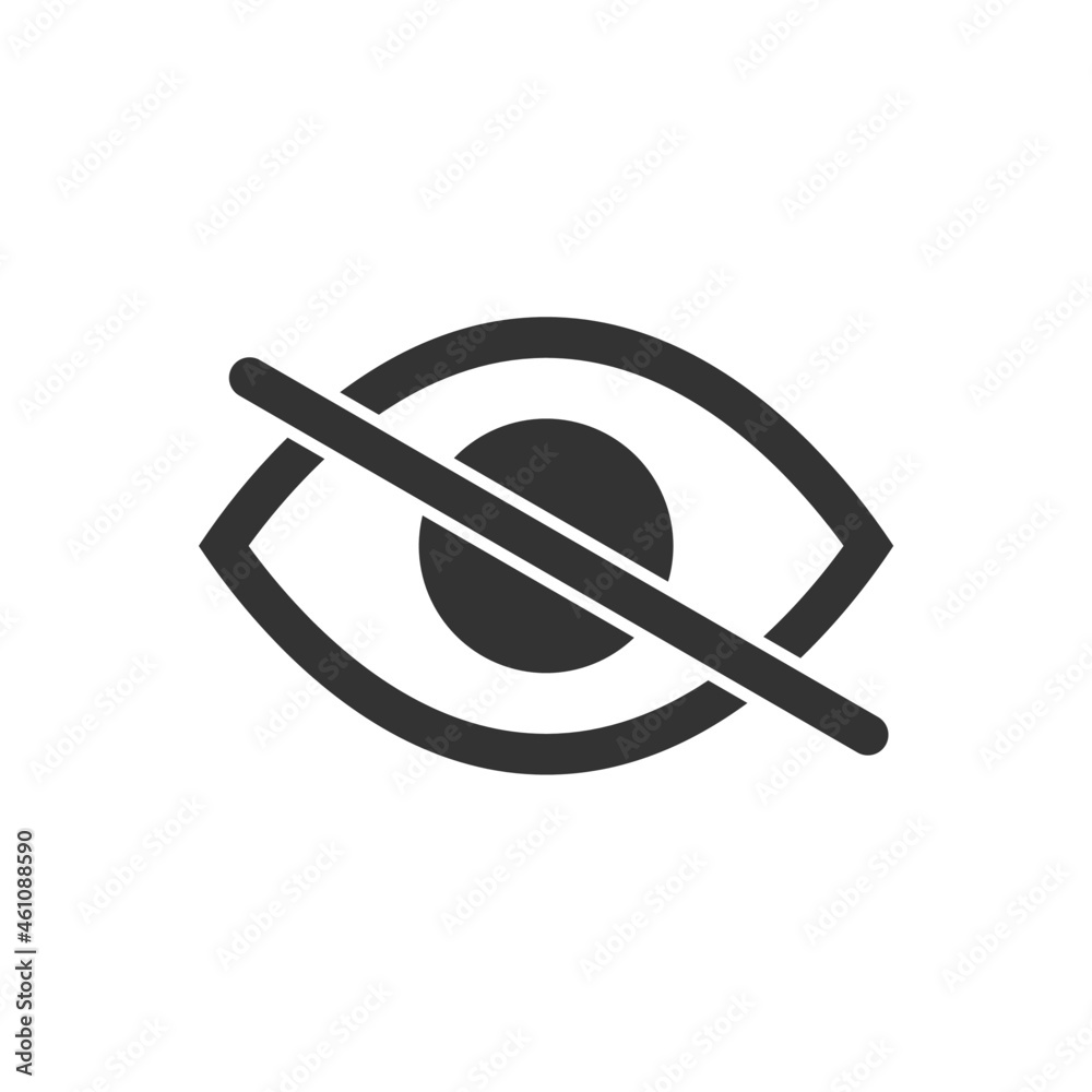 Hide icon eye. Hidden symbol isolated on white background Hide icon eye. Hidden symbol isolated on white background