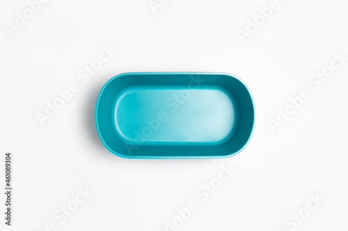 Plastic blue food basket isolated on white background. High-resolution photo.Mock-up © sabir