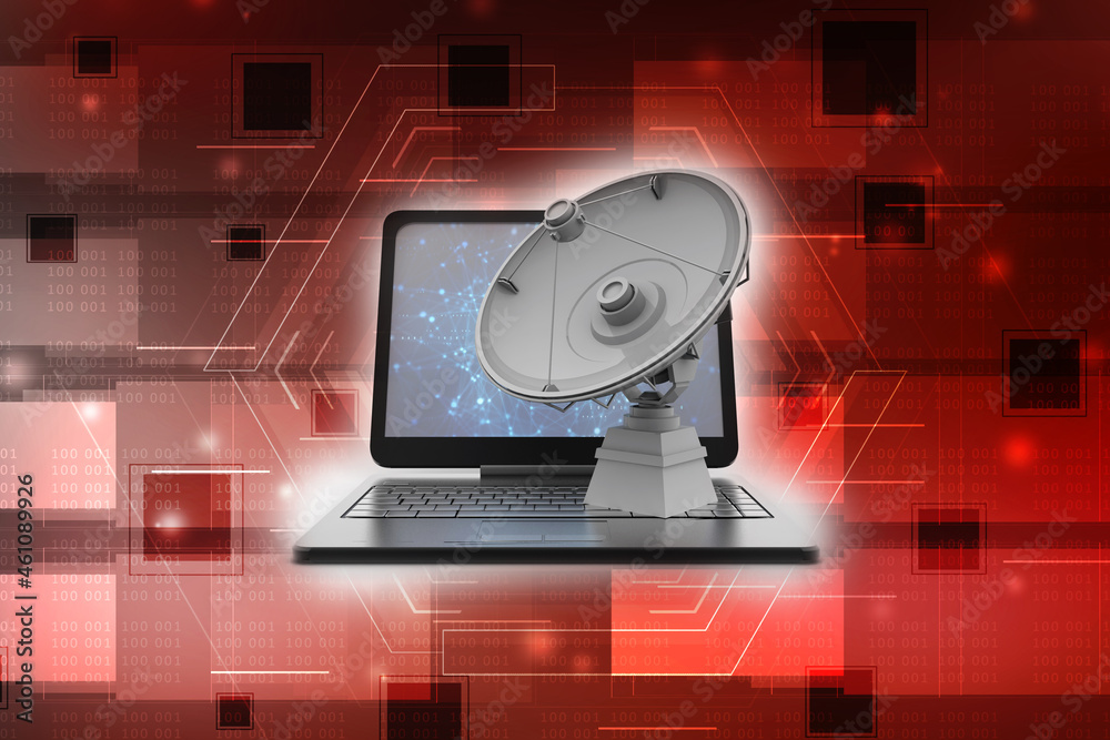 Obraz premium Satellite connected computer , 3d rendering 