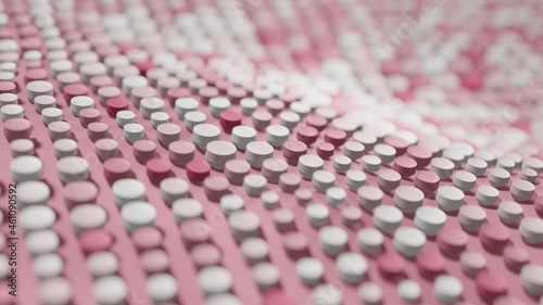 Abstract 3D Render Illustration  Background design with Colorfull Pink Buttons.
