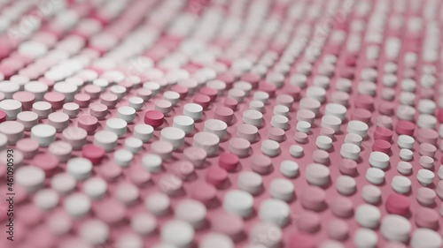 Abstract 3D Render Illustration  Background design with Colorfull Pink Buttons.