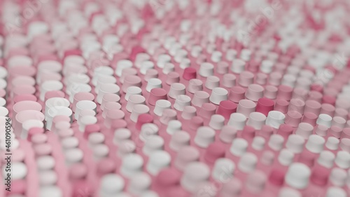Abstract 3D Render Illustration  Background design with Colorfull Pink Buttons.