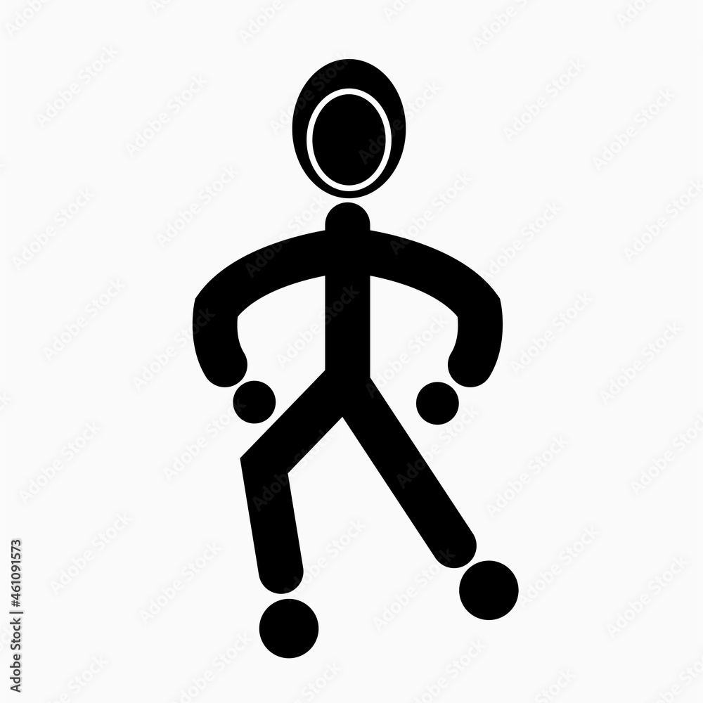 black line and dot icon. body movement pose in gymnastic style black line and dot icon. body movement pose in gymnastic style