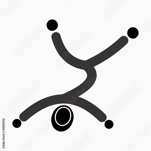 black line and dot icon. body movement pose in somersault style