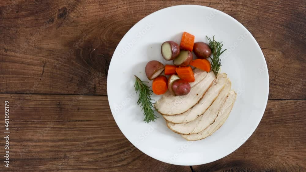 Rotating Roasted Turkey with Potatoes and Rosemary Rotating Roasted Turkey with Potatoes and Rosemary