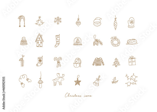Obraz na płótnie Christmas icons drawing in hand sketch style on light background w salonie