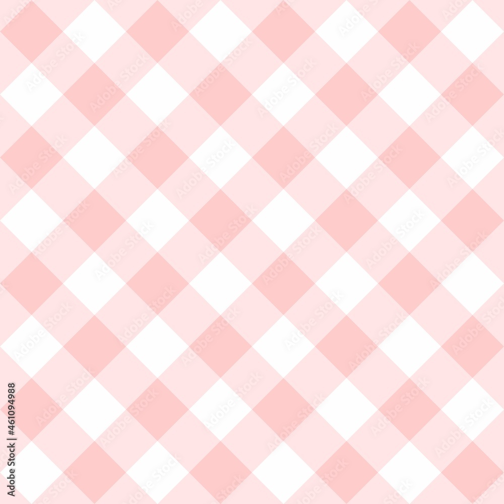 Seamless pink and white background - checkered vector pattern or grid texture for web design, desktop wallpaper or culinary blog website