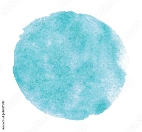 Abstract turquoise watercolor shape as a background isolated on white. Watercolor clip art for your design