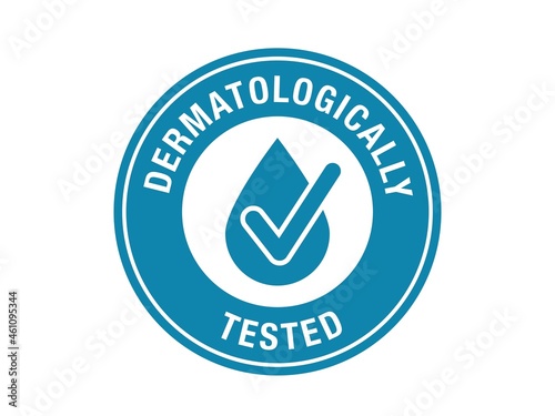 Dermatologically tested sign in circle. Vector dermatologically tested sticker sign icon. 