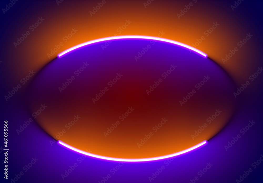 Neon illumination background in Halloween style. Abstract 80s or synthwave backdrop with orange and purple lamp on the wallpaper