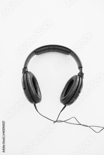 headphones isolated on a white background. headphones on a white background. black headphones on a white background.