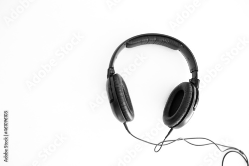 headphones isolated on a white background. headphones on a white background. black headphones on a white background.