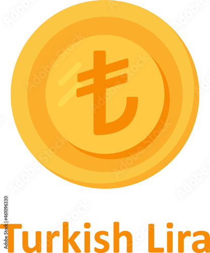 Turkish Lira Coin Isolated Vector icon which can easily modify or edit

