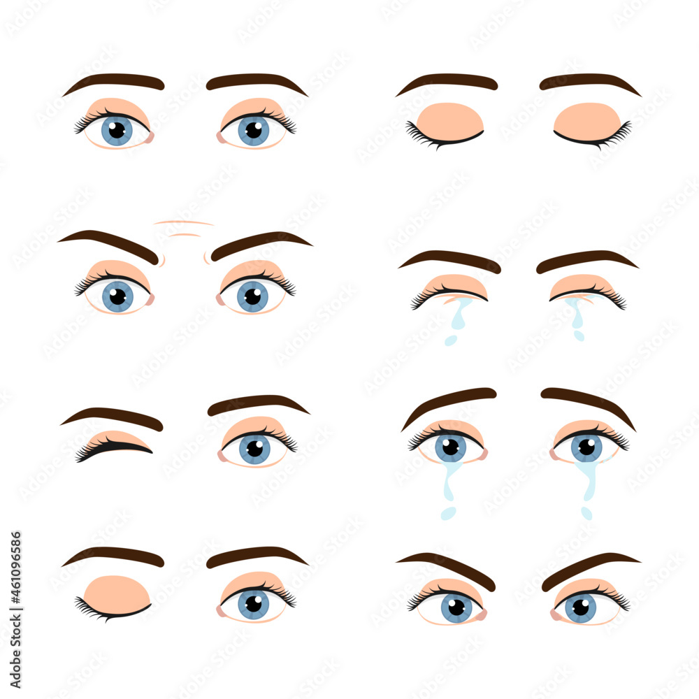 Cute beautiful male eyes set with different emotion and expression angry happy cry happy unhappy Cute beautiful male eyes set with different emotion and expression angry happy cry happy unhappy