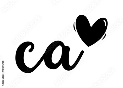 ca, ac, Monogram with Heart Decor, monogram wedding logo. Love icon, couples Initials, lower case, Initials Sticker for Car Laptop Tumbler, home decor