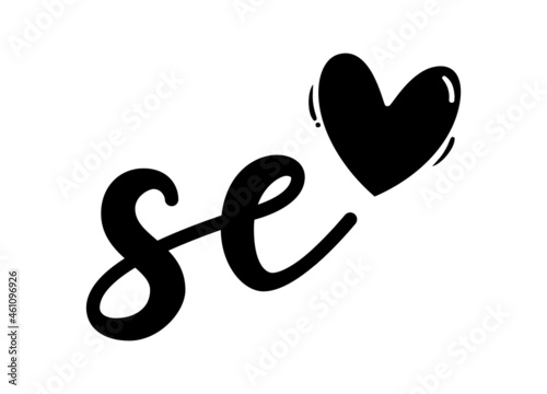 se, es, Monogram with Heart Decor, monogram wedding logo. Love icon, couples Initials, lower case, Initials Sticker for Car Laptop Tumbler, home decor