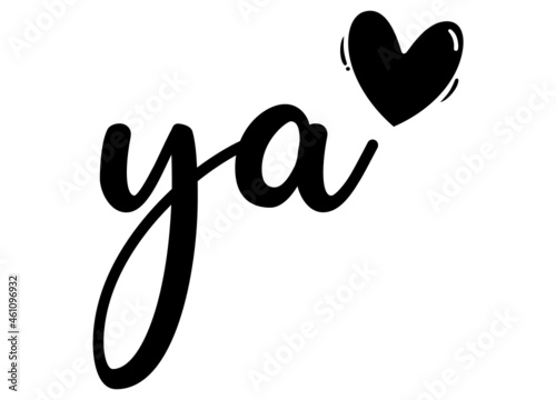 ya, ay, Monogram with Heart Decor, monogram wedding logo. Love icon, couples Initials, lower case, Initials Sticker for Car Laptop Tumbler, home decor