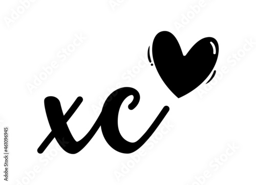 xc, cx, Monogram with Heart Decor, monogram wedding logo. Love icon, couples Initials, lower case, Initials Sticker for Car Laptop Tumbler, home decor