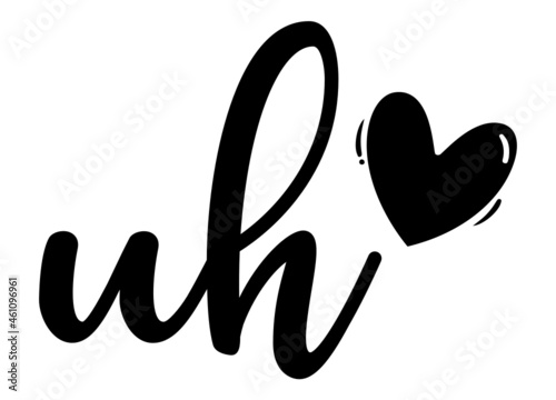 uh, hu, Monogram with Heart Decor, monogram wedding logo. Love icon, couples Initials, lower case, Initials Sticker for Car Laptop Tumbler, home decor