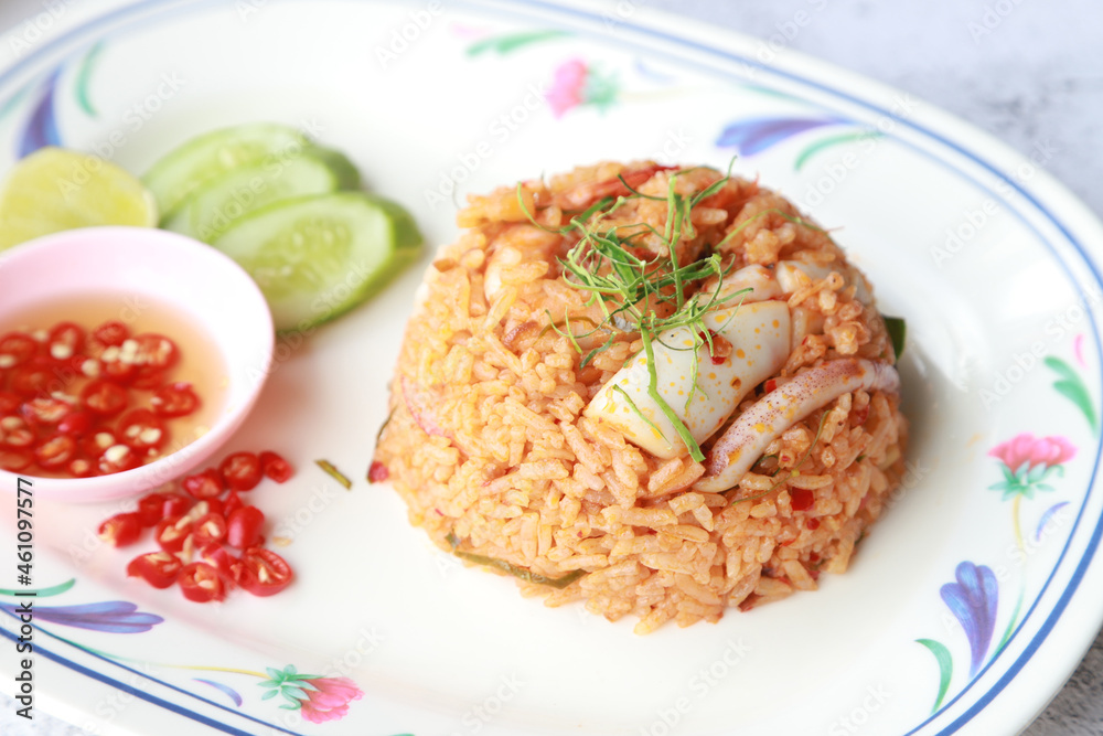 Seafood spicy soup fried rice, Thai menu in Thailand resturant , favorite food in Asian Seafood spicy soup fried rice, Thai menu in Thailand resturant , favorite food in Asian