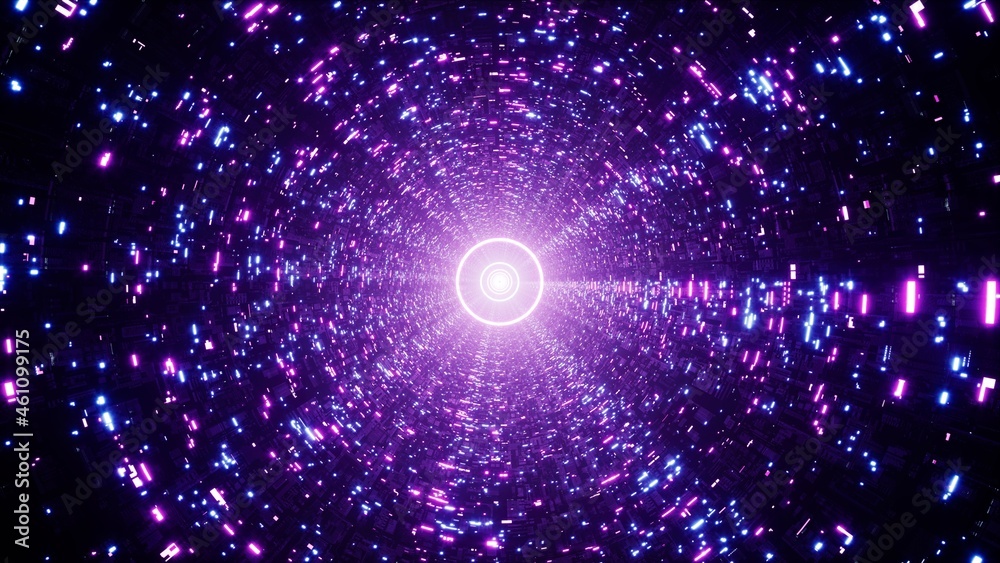 Fototapeta premium Glittering Neon Light Future Technology Style Tunnel