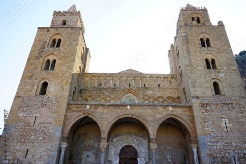 Cefalù cathedral frontal sight, Palermo, Sicily, Italy