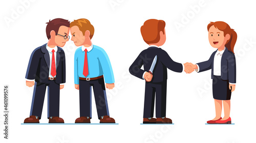 Two business man standing clashing heads in fight