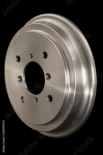 Rear car brake drum. isolated on black background, with clipping path