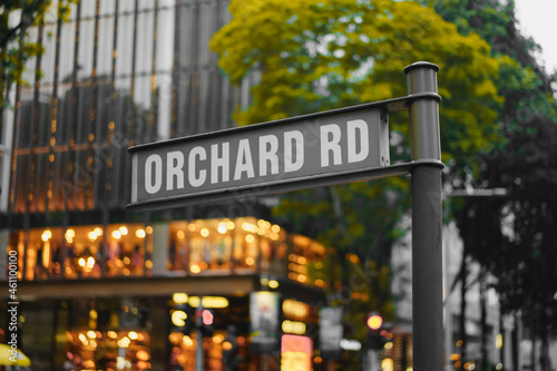 Photography ORCHARD Street Sign , one of the famous shopping and attraction area  in SINGAPO