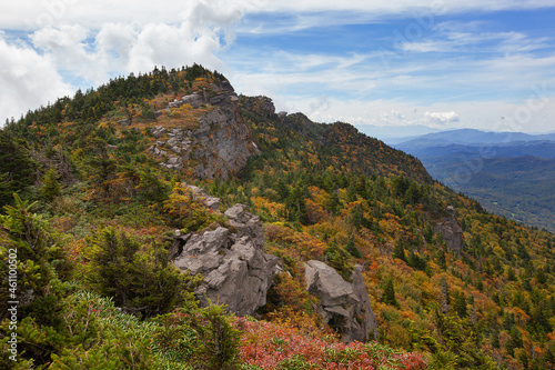 A scenic view from Grandfather Mountain in the Blue Ridge Mountains of Western North Carolina.