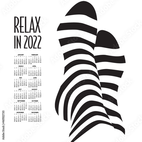 A 2022 relaxation calendar with a graphic that can also be used as an icon.