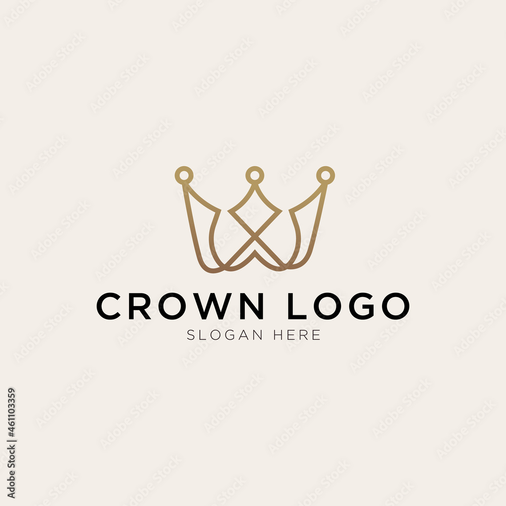 Fototapeta premium Initial letter W with crown element logo template