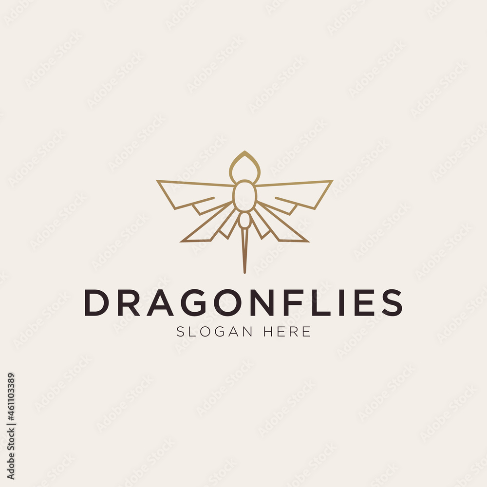 Luxury dragonflies logo template