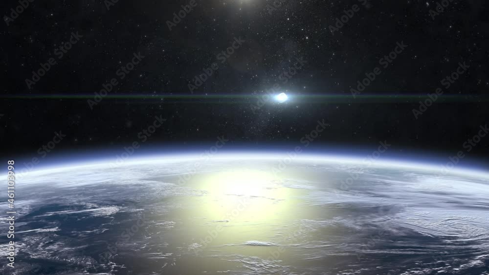 A nuclear hypersonic missile flies away quickly. View from space. The rocket flies and rotates. Hypersonic weapon. Nuclear war. 4K. 3D Animation.