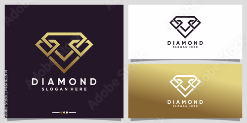 Diamond logo design with line art style and unique concept Premium Vector