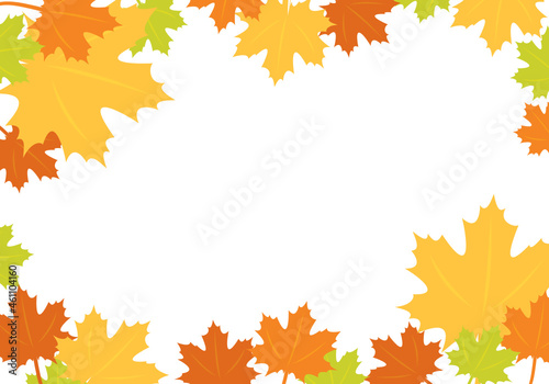 Autumn Leave Background, Leaves Border, Fall Leaves, Greeting Card Template, Vector Illustration Background