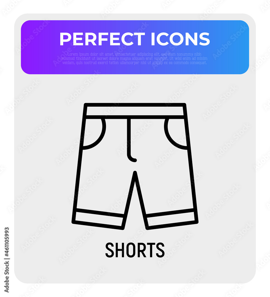 Shorts thin line icon. Modern vector illustration of summer clothing. Shorts thin line icon. Modern vector illustration of summer clothing.