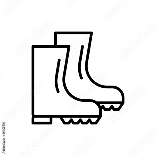 Rubber boots thin line icon, waterproof footwear. Modern vector illustration