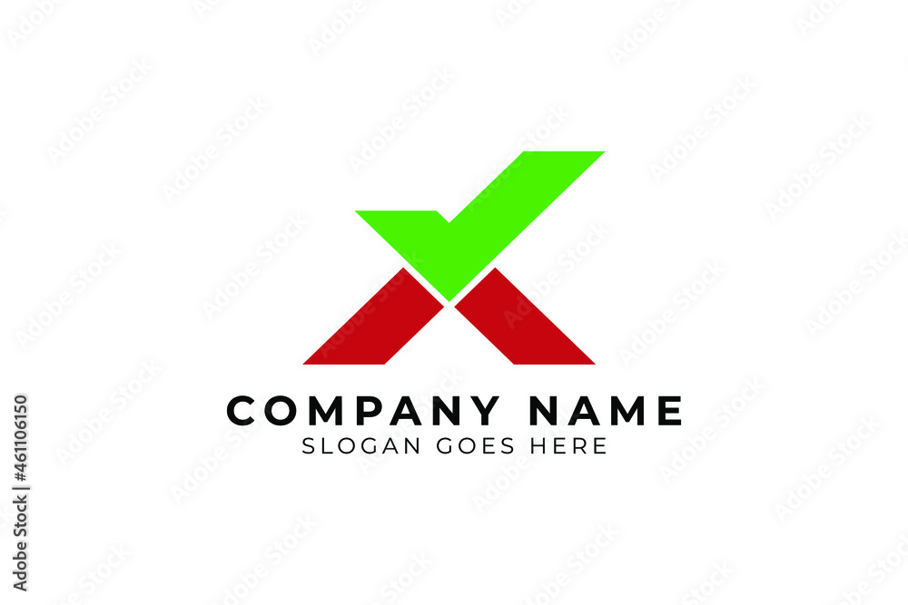 abstract Logo Design Template. Unique logo design wit letter x concept with right and wrong abstract Logo Design Template. Unique logo design wit letter x concept with right and wrong