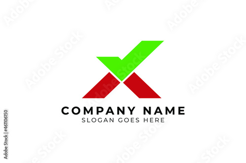 abstract Logo Design Template. Unique logo design wit letter x concept with right and wrong