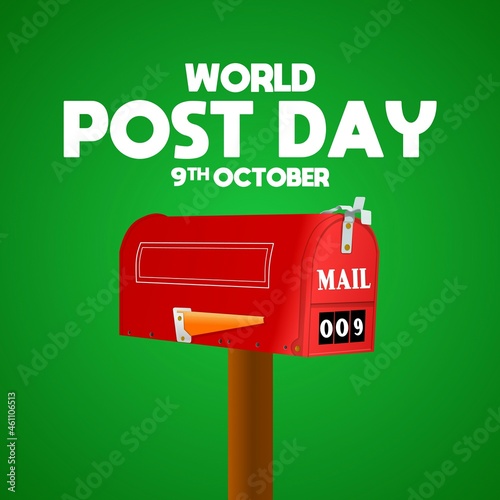 World post day theme. With illustration postbox red colour. Suitable for Poster, Banners, campaign and greeting card. 