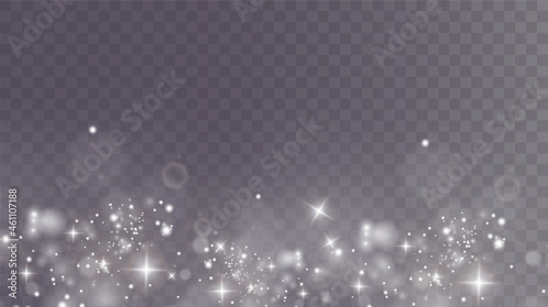 Christmas background. Powder PNG. Magic shining white dust. Fine, shiny dust particles fall off slightly. Fantastic shimmer effect.	
