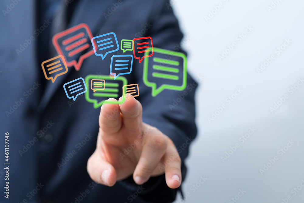 Hand holding using mobile phone with email icon on screen. Concept of business communication Hand holding using mobile phone with email icon on screen. Concept of business communication