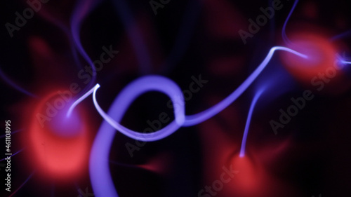 Canvastavla Plasma being formed by voltage in a vacuum of noble gases, close-up, macro