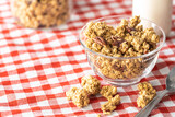 Sweet granola cereals in bowl.