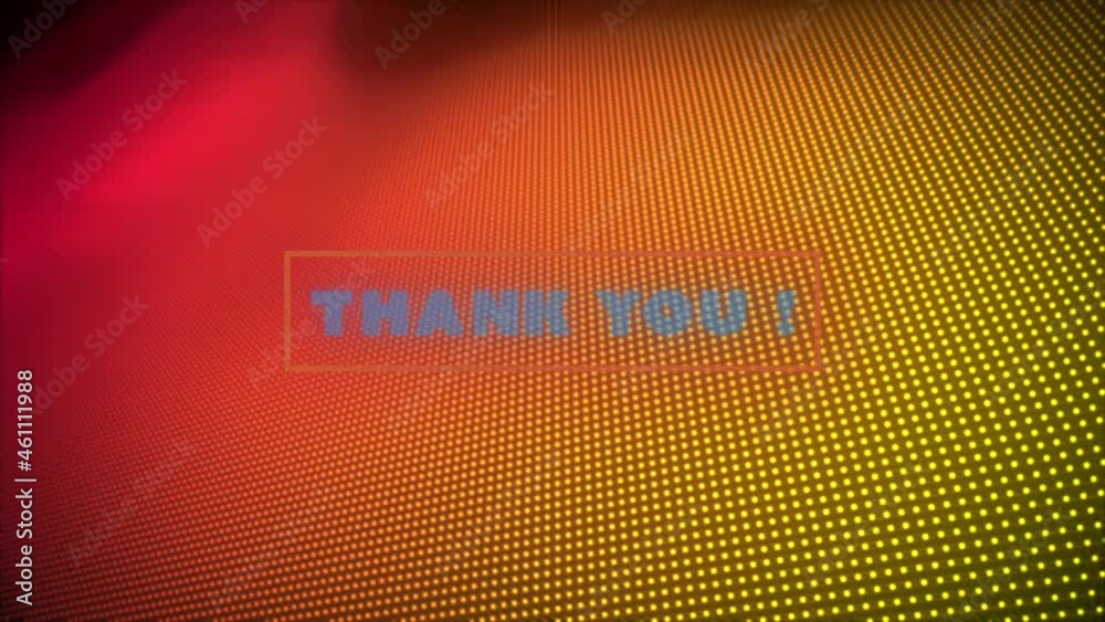 Animation of thank you text over yellow and orange background Animation of thank you text over yellow and orange background