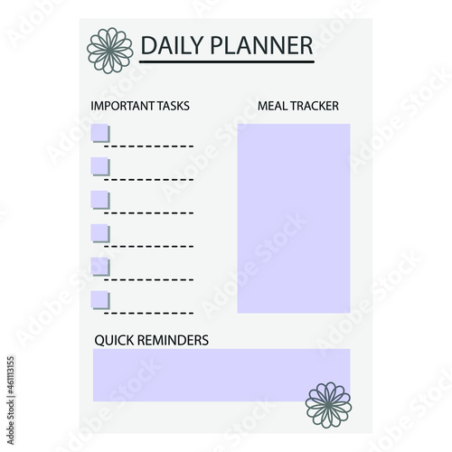 modern daily planner with blue elements