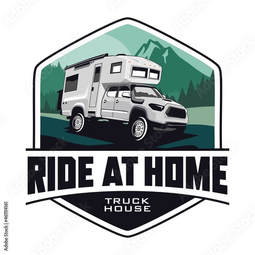 TRUCK HOUSE LOGO DESIGN VECTOR