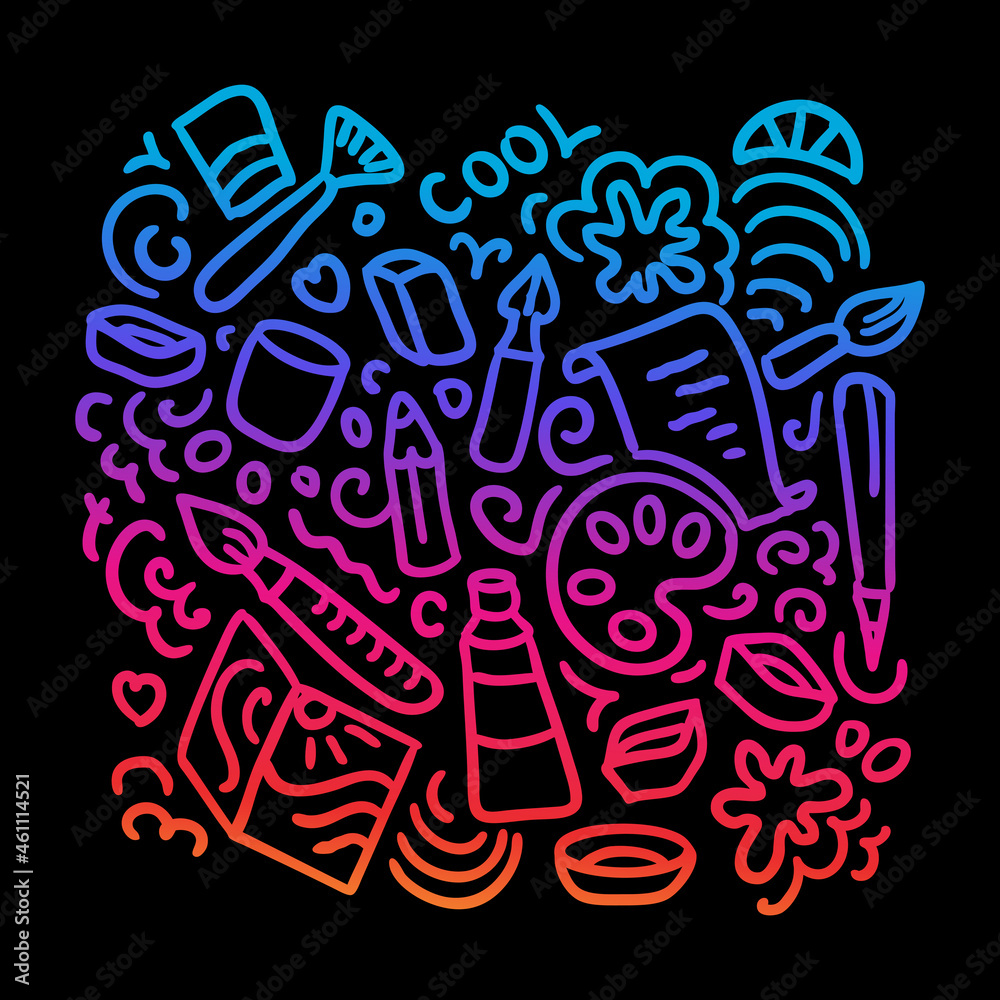 Neon doodle pattern